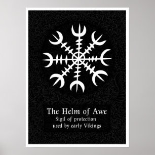 Awe Isländs magiska tecken - svart Poster
