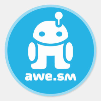 Awe.sm-o Sticker (ljusblå) Runt Klistermärke