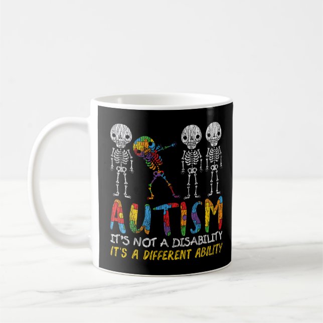 Awerness - Skeleton Dabbing Autistic Kids A Kaffemugg (Vänster)