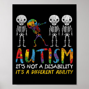 Awerness - Skeleton Dabbing Autistic Kids A Poster