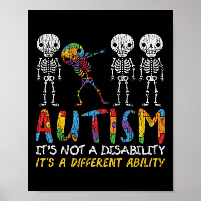 Awerness - Skeleton Dabbing Autistic Kids A Poster (Framsidan)
