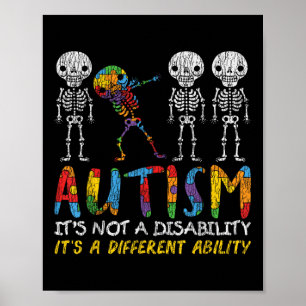 Awerness - Skeleton Dabbing Autistic Kids A Poster
