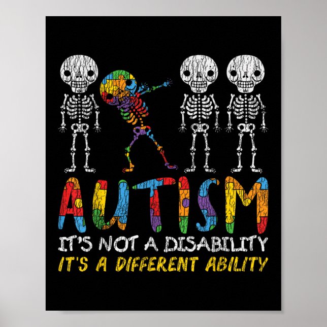 Awerness - Skeleton Dabbing Autistic Kids A Poster (Framsidan)