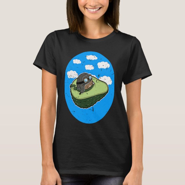 Awesome Avocado Plane Flying Avocado T Shirt (Framsida)