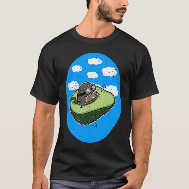Awesome Avocado Plane Flying Avocado T Shirt (Framsida)