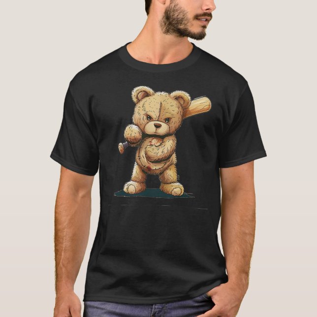 Awesome Baseball Teddy bear T Shirt (Framsida)