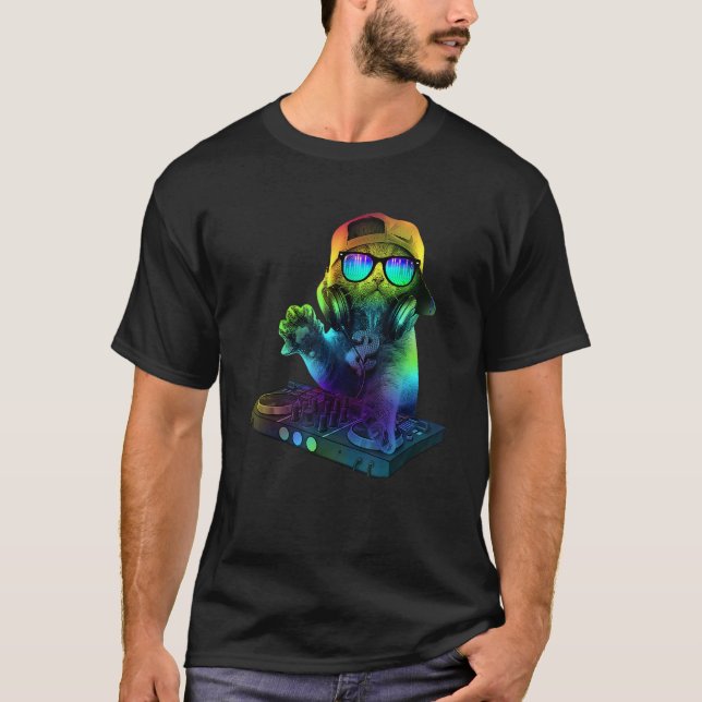 Awesome Cat Playing Music T Shirt (Framsida)