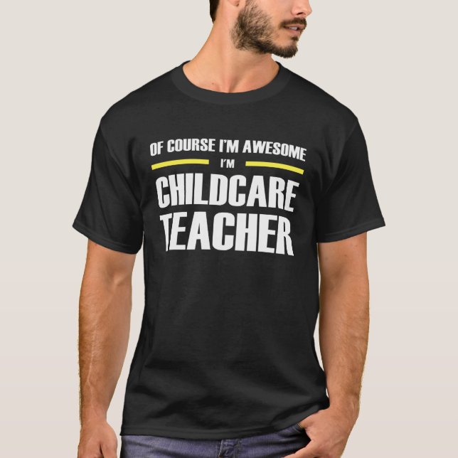 Awesome Childcare Teacher T Shirt (Framsida)