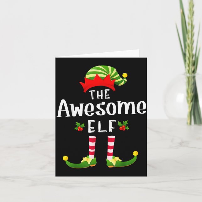 Awesome Christmas Elf Matching Pajama X-mas Party  Kort (Framsida)