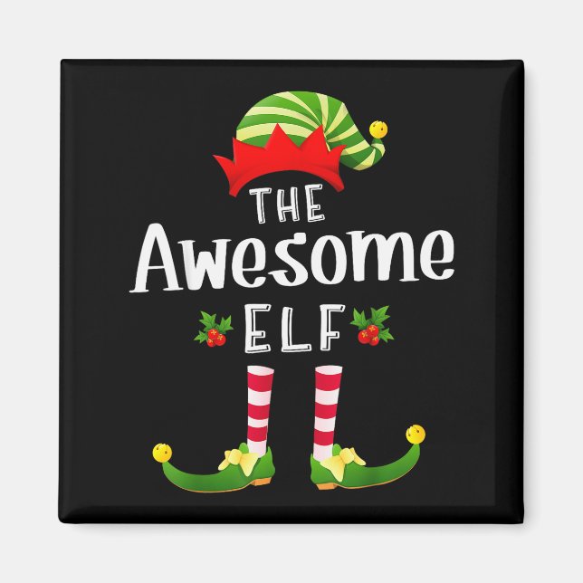 Awesome Christmas Elf Matching Pajama X-mas Party  Magnet (Framsidan)