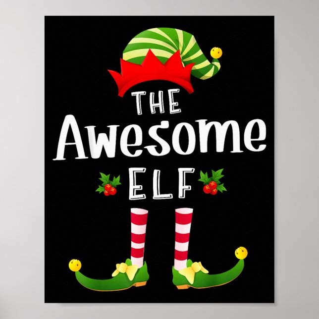 Awesome Christmas Elf Matching Pajama X-mas Party  Poster (Framsidan)