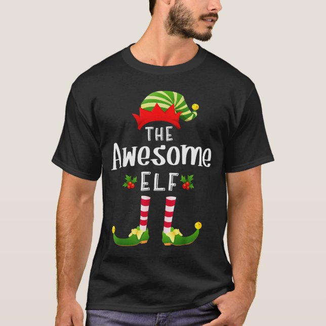 Awesome Christmas Elf Matching Pajama X-mas Party  T Shirt (Framsida)