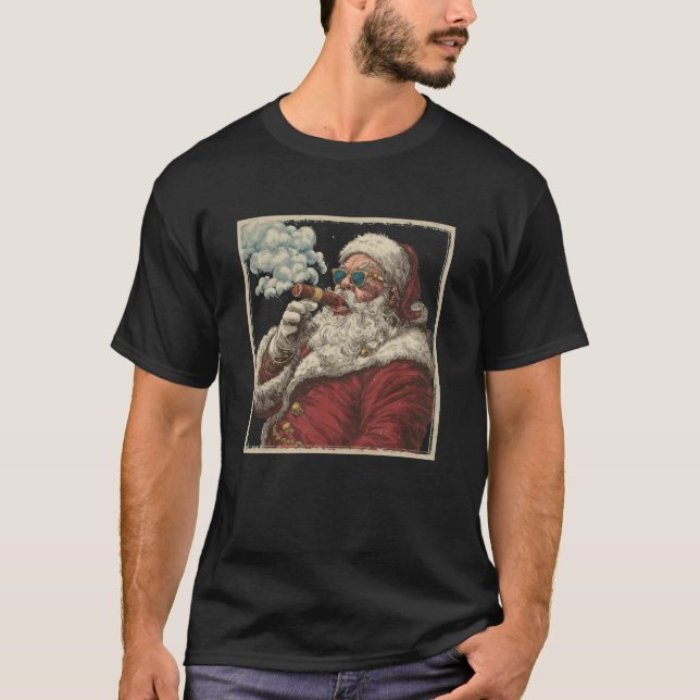 Awesome Cigar Santa Graphic T Shirt (Framsida)