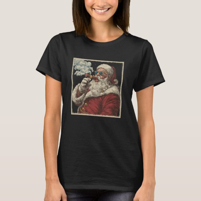 Awesome Cigar Santa Graphic T Shirt (Framsida)