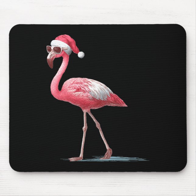 Awesome Cool Flamingo With Christmas Hat And Sungl Musmatta (Framsidan)