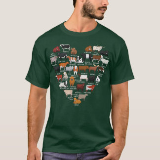 Awesome Cow Print Heart Loves Cows Farmer T Shirt