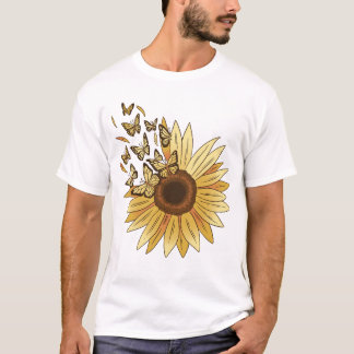 Awesome cute sunflower and butterflies. t shirt