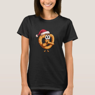 Awesome Festive Pretzel with Santa Claus Hat Costu T Shirt
