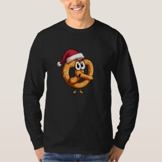 Awesome Festive Pretzel with Santa Claus Hat Costu T Shirt