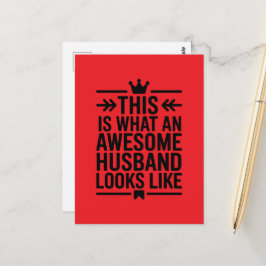 Awesome Husband Minimal Typography Vykort