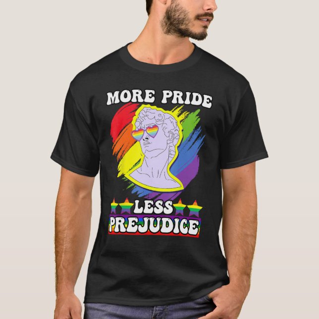 awesome lgbt pride love more pride less prejudice t shirt (Framsida)