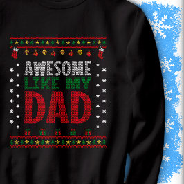 Awesome Like My Dad Christmas Knit Sweater Look Lång Ärmad Tröja