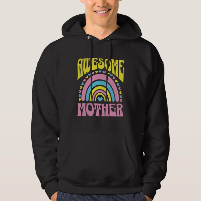 Awesome Mother Cute Rainbow Hearts Mother s Day Re Hoodie (Framsida)