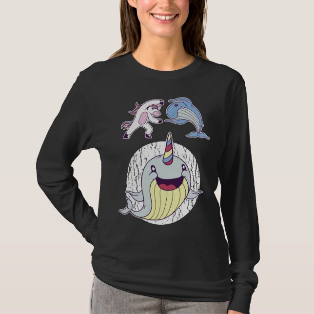 Awesome Narwhal Unicorns Of The Sea T Shirt (Framsida)