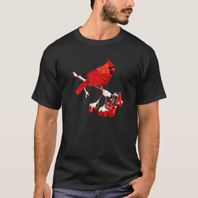 Awesome Red Cardinal Birds  Nature   Women Men T Shirt (Framsida)