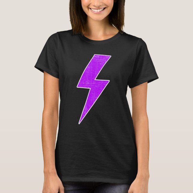 Awesome Retro Front & Back PURPLE & WHITE Lightnin T Shirt (Framsida)