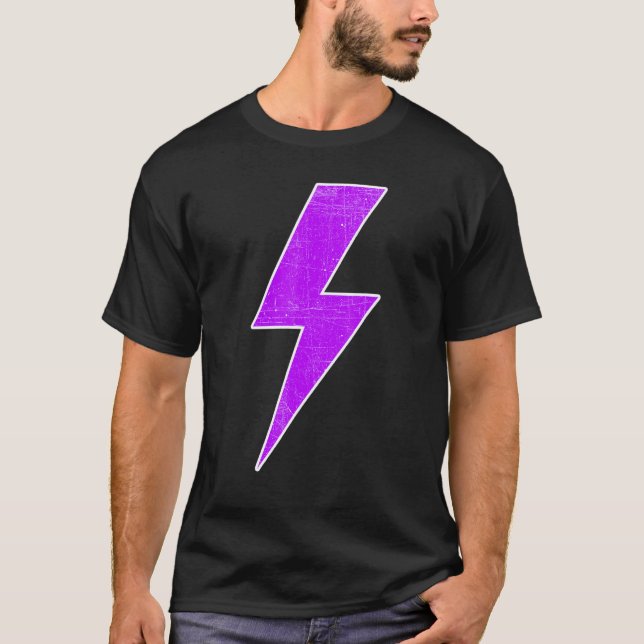 Awesome Retro Front & Back PURPLE & WHITE Lightnin T Shirt (Framsida)