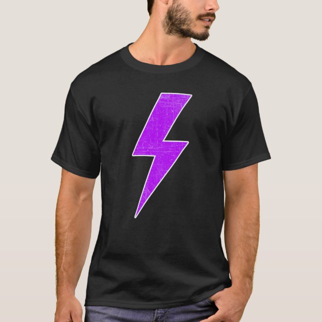 Awesome Retro Front & Back PURPLE & WHITE Lightnin T Shirt (Framsida)