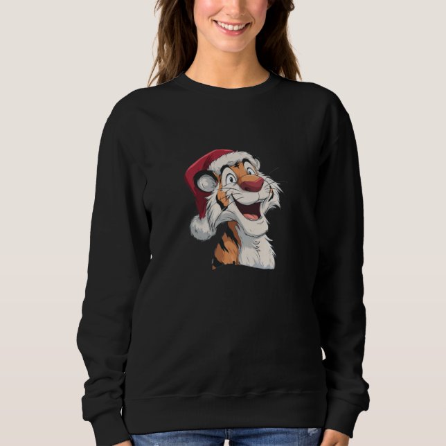 Awesome Santa Claus Tiger Graphic T Shirt (Framsida)