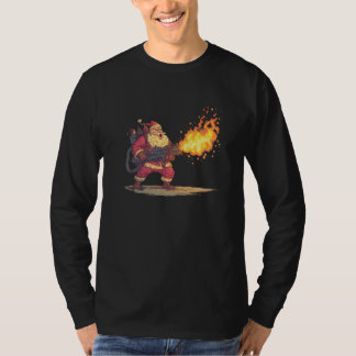 Awesome Santa Claus with Flamethrower Costume T Shirt