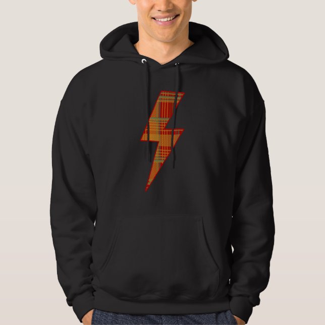 Awesome SCOTTISH TARTAN Lightning Bolt Hoodie (Framsida)