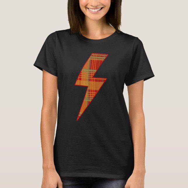 Awesome SCOTTISH TARTAN Lightning Bolt T Shirt (Framsida)