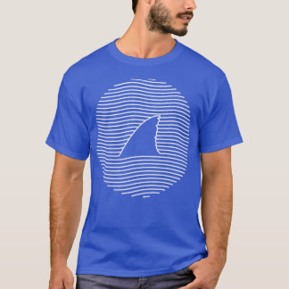 Awesome Shark Fin Line Art Shark Lover Pullover  T Shirt