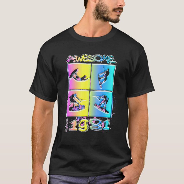 Awesome since 1981 Wakeboard lifestyle 2 T Shirt (Framsida)