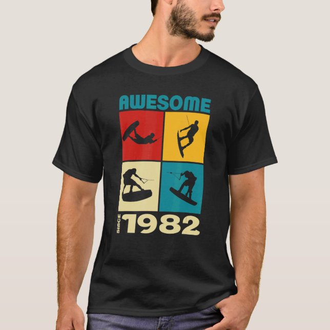 Awesome since 1982  Wakeboard lifestyle T Shirt (Framsida)