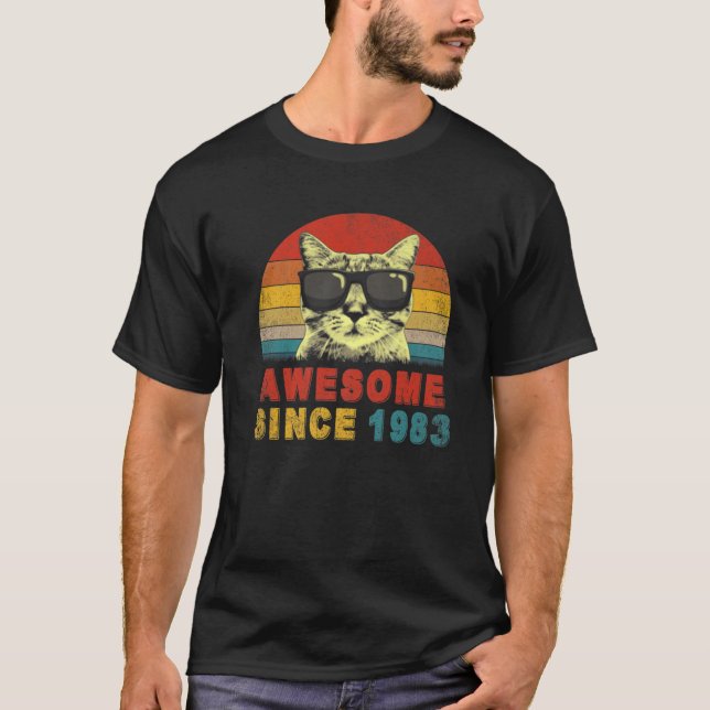 Awesome Since 1983 40Th Birthday Gifts Cat Lover T Shirt (Framsida)