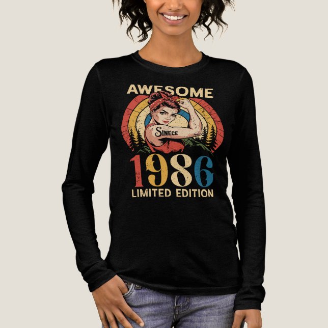 Awesome Since 1986 Retro 40th Women's Birthday  T Shirt (Framsida)