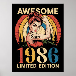 Awesome Since 1986 Vintage 40th Women's Birthday  Poster
