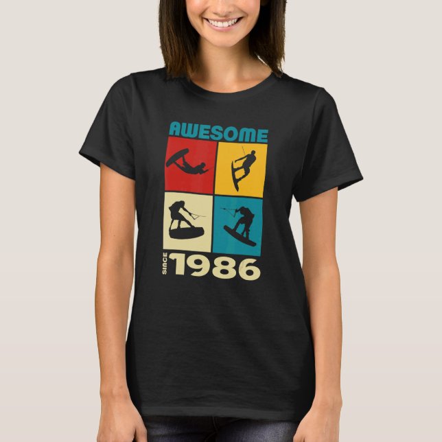 Awesome since 1986 Wakeboard lifestyle 1 T Shirt (Framsida)