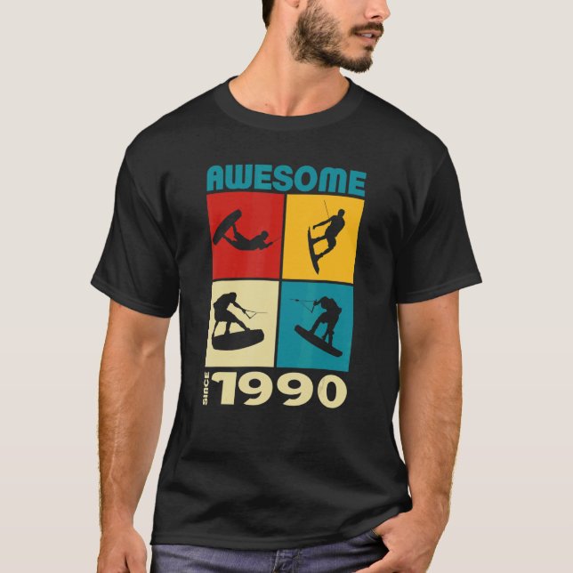 Awesome since 1990 Wakeboard lifestyle 1 T Shirt (Framsida)
