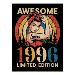 Awesome Since 1996 Retro 30th Women's Birthday Perfect Poster