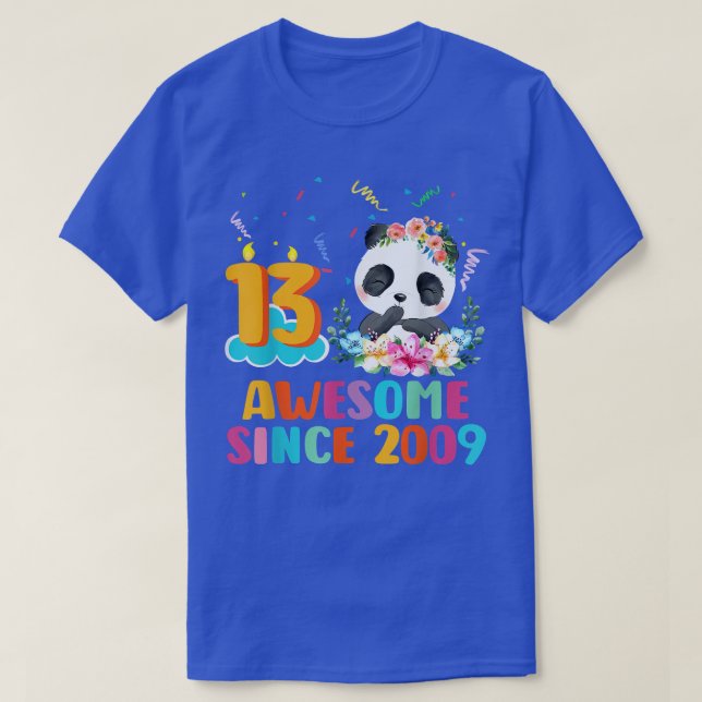 Awesome since 2009 13th Birthday 13 Year Old Panda T Shirt (Design framsida)