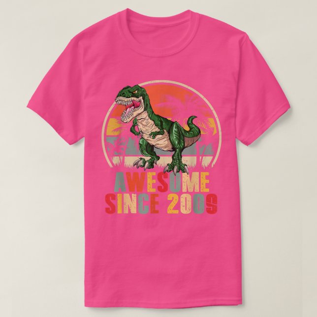 Awesome Since 2009 Dinosaur Boy 13th Birthday 13 Y T Shirt (Design framsida)