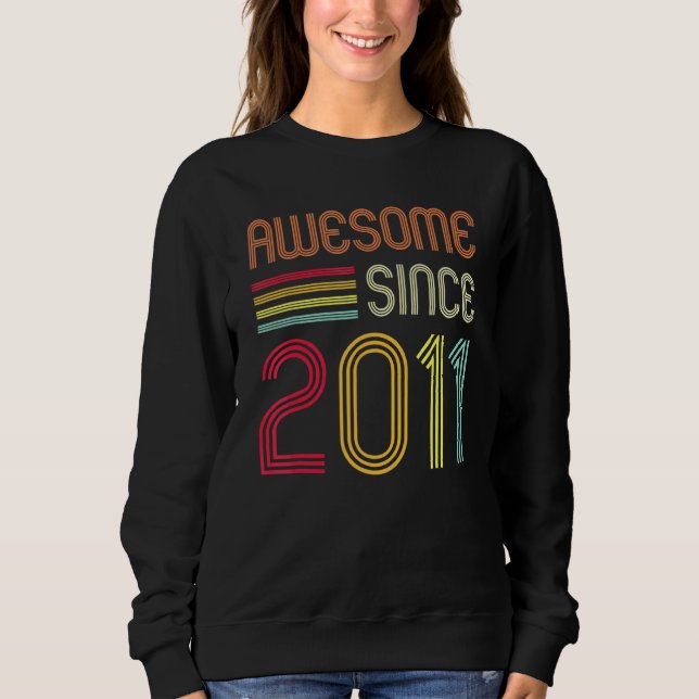 Awesome Since 2011 11th Birthday Retro T Shirt (Framsida)