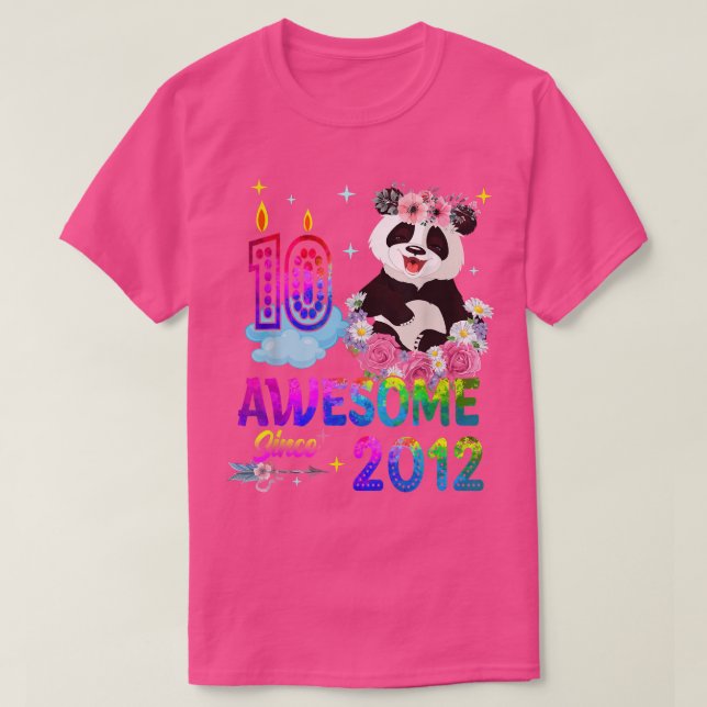 Awesome Since 2012 10th Birthday 10 Year Old Panda T Shirt (Design framsida)
