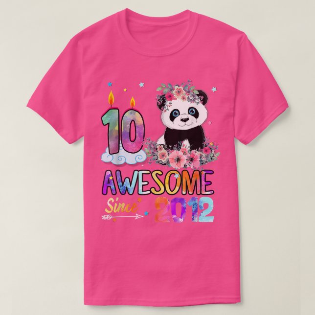 Awesome since 2012 10th Birthday 10 Year Old Panda T Shirt (Design framsida)